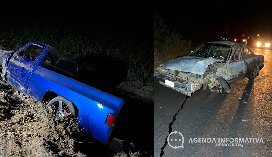 Choque entre dos vehículos deja solo daños materiales en la carretera Tepic–Puerto Vallarta