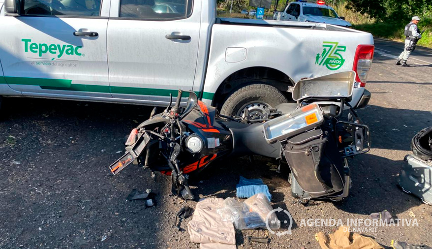 Motociclista resulta lesionado tras accidente en la carretera Tepic–Mazatlán