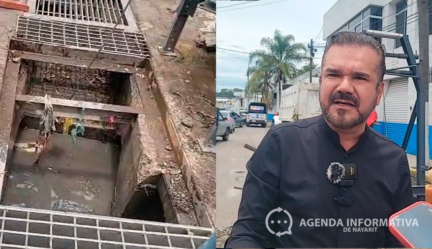 Ponen en marcha malacate para desazolvar colector en Av. Independencia de Tepic