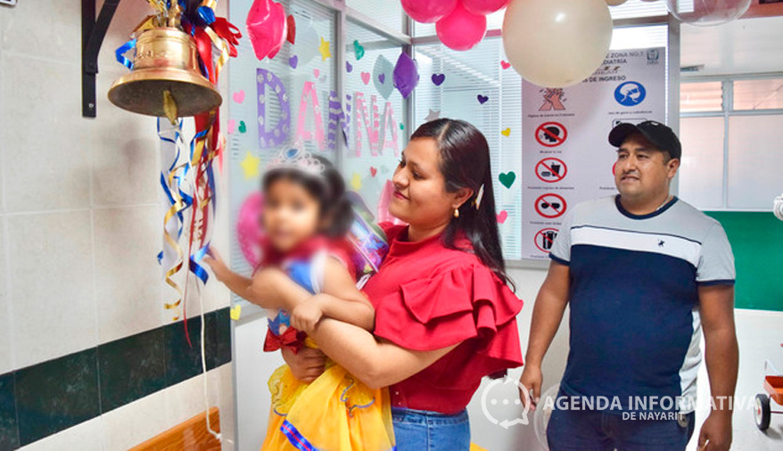 Tres valientes menores vencen al cáncer y tocan la campana de la victoria en el IMSS Tepic
