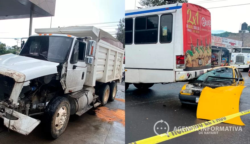 Seis lesionados tras choque múltiple en Insurgentes y Alaska en Tepic