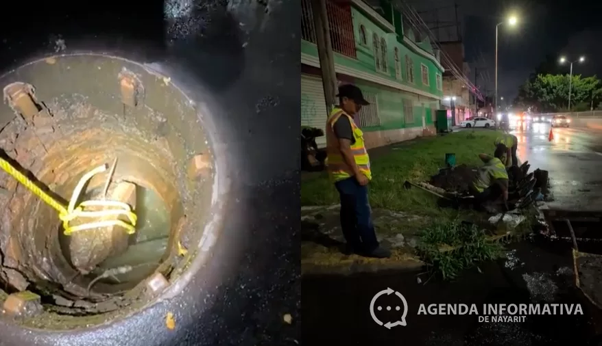 Retiran enorme roca y basura que obstruían drenaje en Tepic