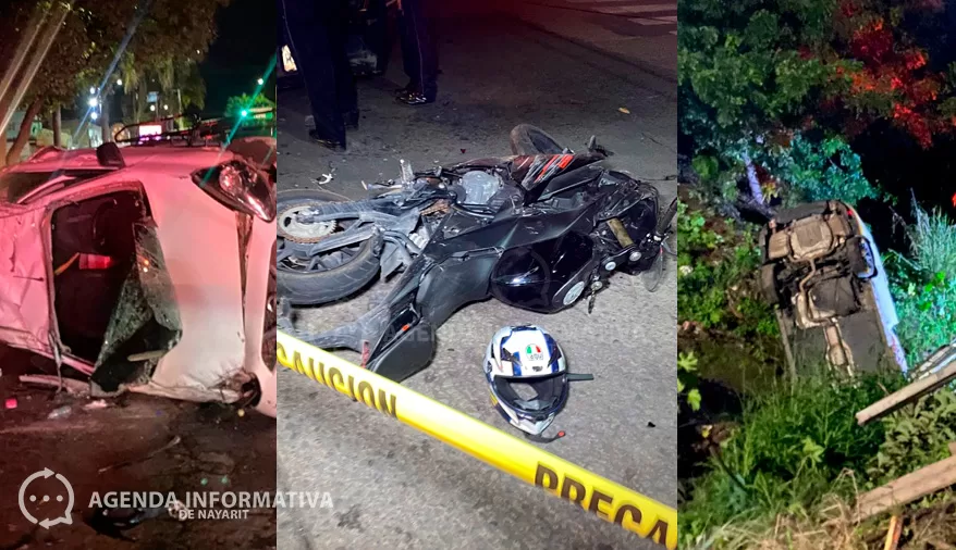 Tres accidentes con jóvenes heridos en Tepic y Xalisco