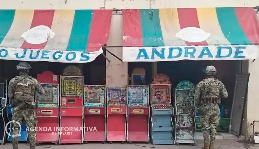 Aseguran 25 máquinas tragamonedas en Nayarit; las usaban como puntos de reclutamiento criminal
