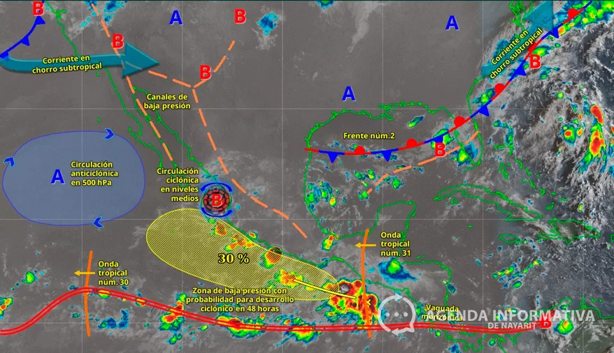 Hoy se esperan lluvias muy fuertes y bancos de niebla en Nayarit