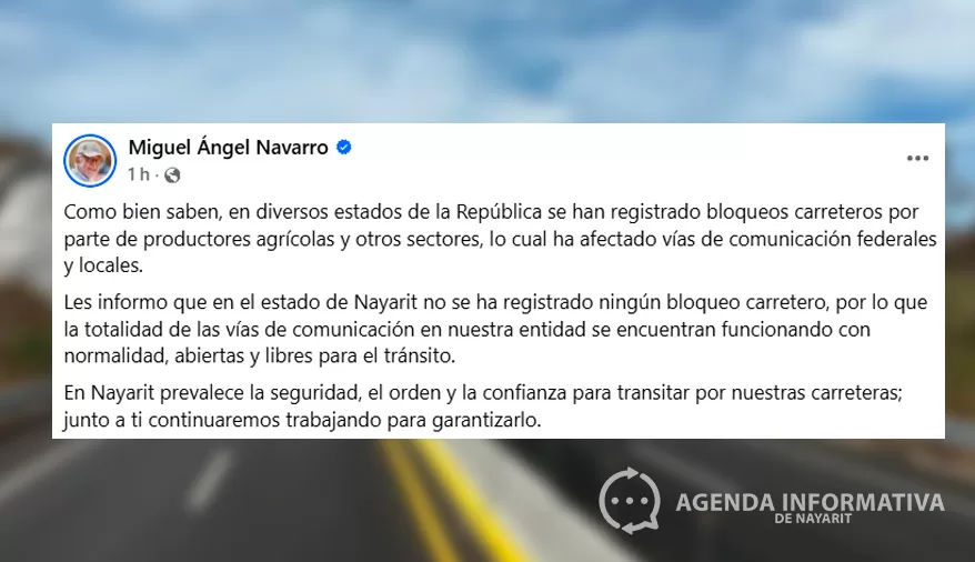 Carreteras de Nayarit libres y operando con normalidad