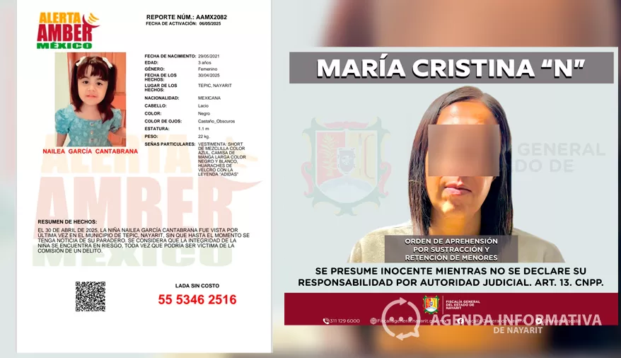 Detienen a presunta responsable de la sustracción de la niña Nailea García; la menor sigue desaparecida