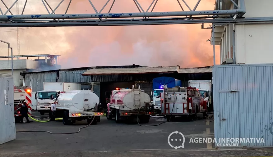 Fuerte incendio consume recicladora de cartón en Tepic