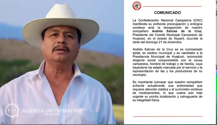 CNC exige acción inmediata por desaparición de dirigente campesino en Nayarit