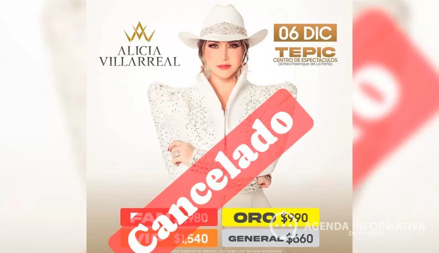 Cancelan Concierto de Alicia Villarreal en Tepic