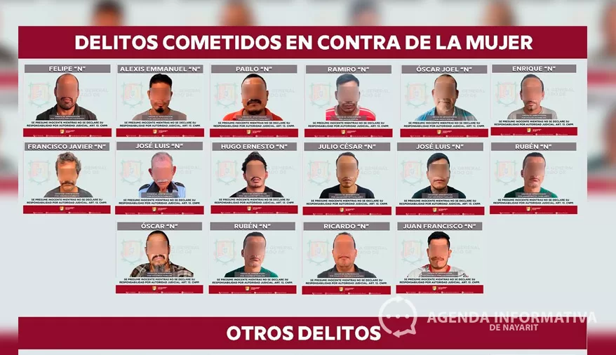 Detienen a 18 personas por delitos de violencia contra mujeres en Nayarit