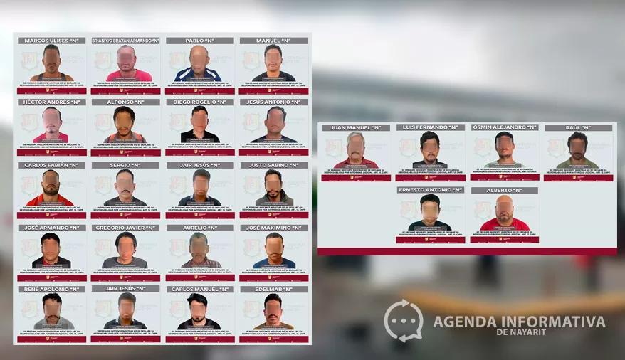 Cae operativo: 26 detenidos por delitos contra mujeres y niñas en Nayarit