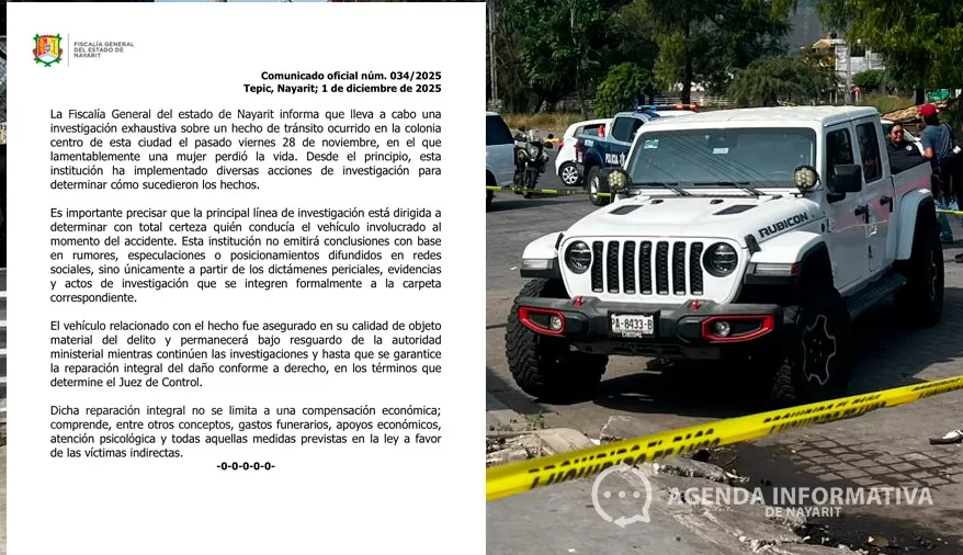 Fiscalía de Nayarit profundiza investigación por accidente mortal en Tepic