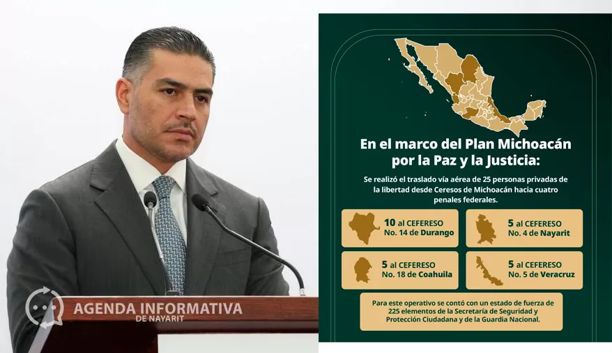 Traslada SSPC a 25 reos de Michoacán a penales federales, incluido el CEFERESO de Nayarit