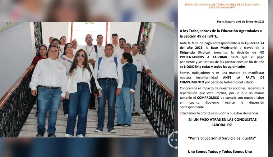 No se presentarán a labores docentes de la Sección 49 del SNTE por falta de pago