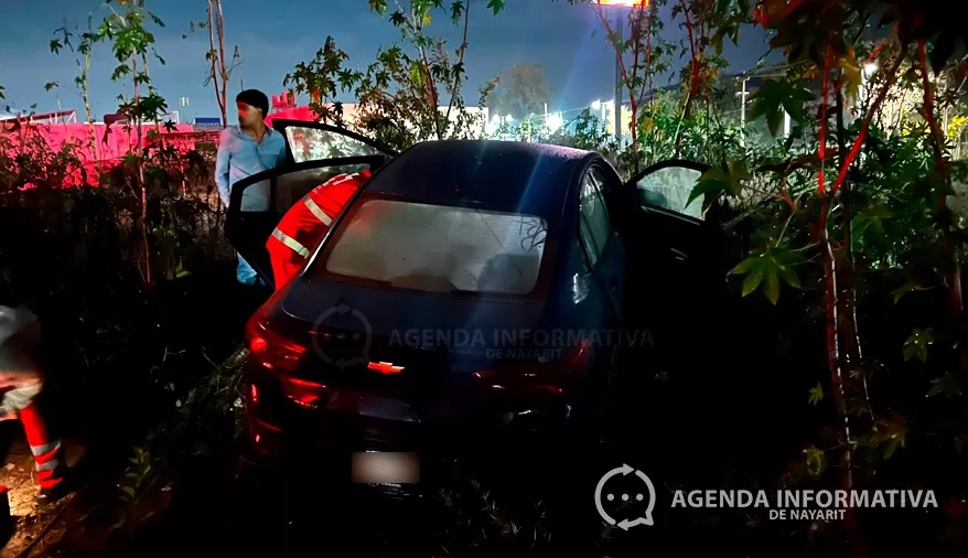 Pierde control y provoca accidente con daños en el Parque Metropolitano de Tepic
