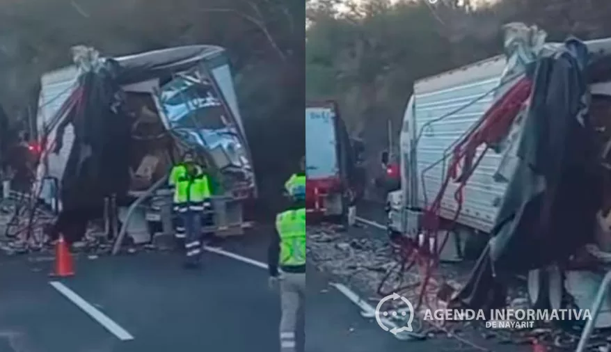 Se impactan dos tráileres en la Autopista 15D Guadalajara–Tepic